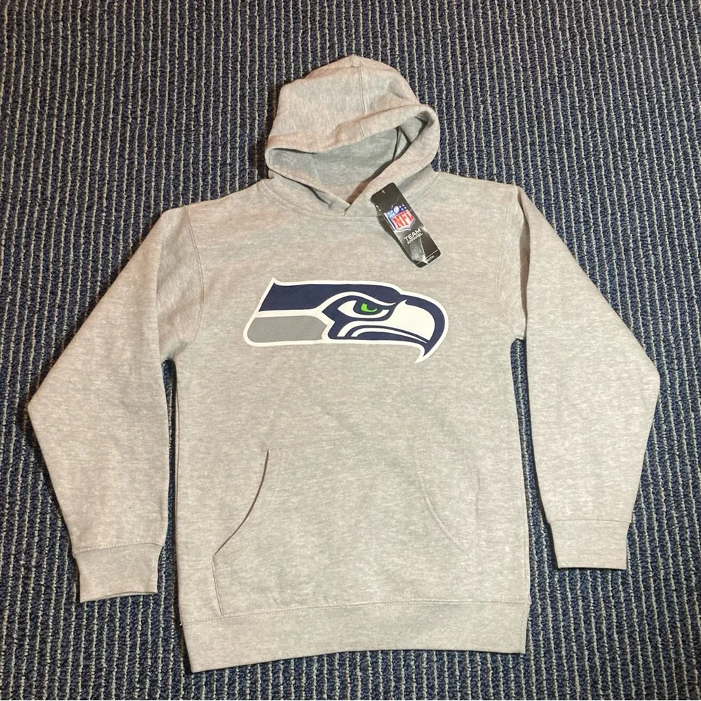 NWT Kids Youth Medium 10/12 SEATTLE SEAHAWKS Rusher Freefall Hooded SWEATSHIRT - Picture 2 of 4
